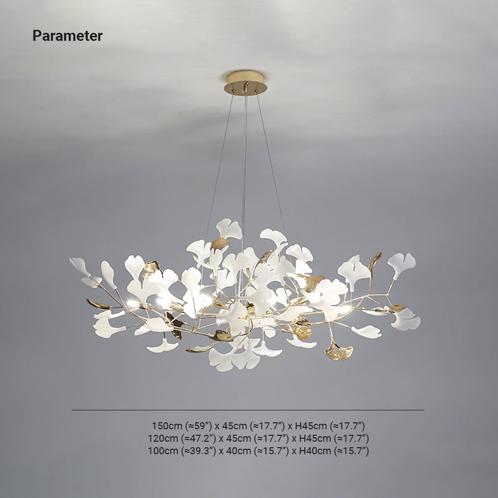 Olivia Suspension Feuille/Multi Moderne Métal/Céramique Doré/Blanc Salon