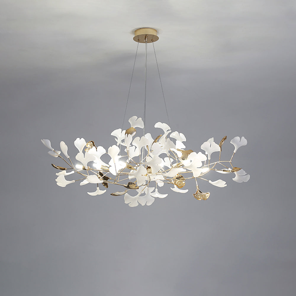 Olivia Suspension Feuille/Multi Moderne Métal/Céramique Doré/Blanc Salon